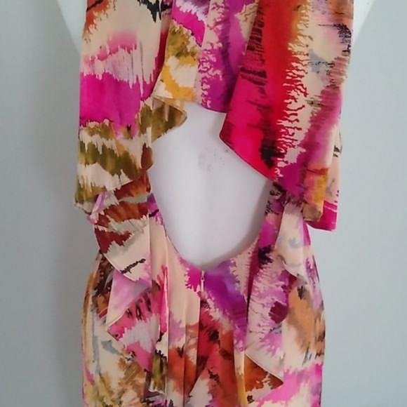 Ali Ro Fitted Dress Ruffled Multi Colored - Picture 4 of 8